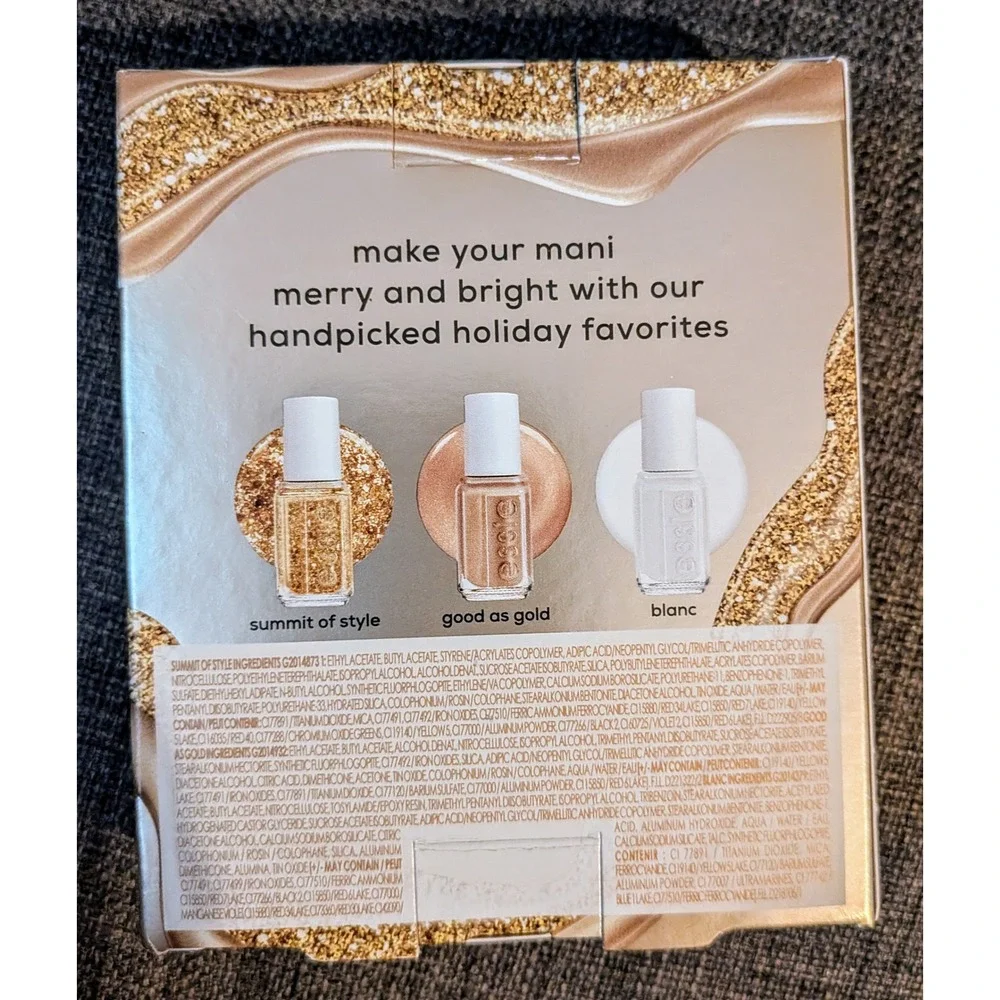Essie Holiday Trio Gift Set Nail Polish hiSummit of Style Good as Gold‎ Blanc